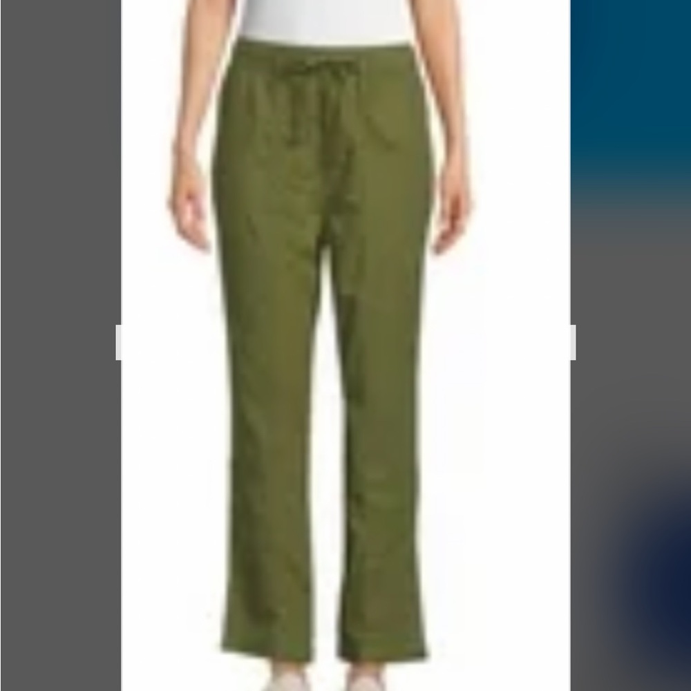 Time and Tru Army Green Women's Linen Blend Pants, Size XL